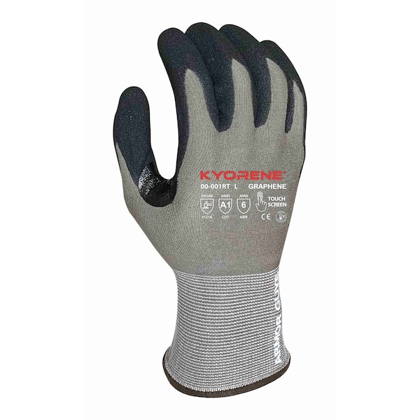 Kyorene Coated Gloves W/ Reinforced Thumb Crotch, HCT MicroFoam Nitrile Palm, Gray/Black, S 12 PK 00-001RT (S) - main